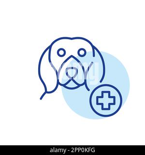 Assistenza medica cane servizio. Icona della linea di tratto modificabile pixel Perfect Illustrazione Vettoriale