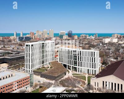 Antenna del campus North Residential Commons presso l'Università di Chicago, progettata dallo Studio Gang Foto Stock