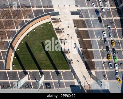 Vista aerea dell'ingresso al McCormick Place Foto Stock