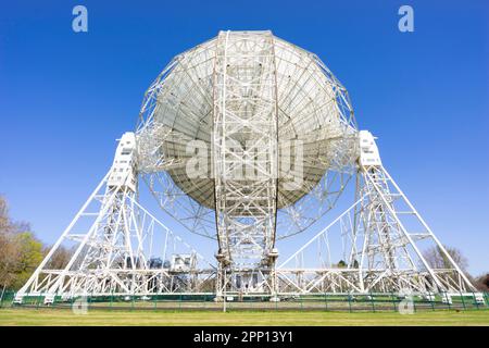 Jodrell Bank radio telescope, il telescopio Lovell presso l'osservatorio Jodrell Bank, Jodrell Bank vicino a Lower Withington Cheshire Inghilterra UK GB Europe Foto Stock