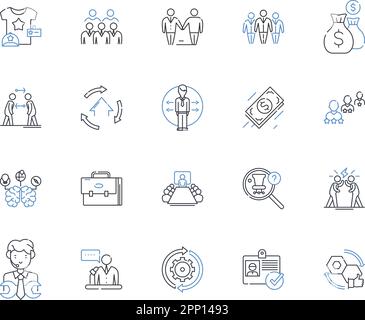 Insieme di icone della linea di processo iterativo. Evolutiva, feedback, incrementale, continua, prova ed errore, Rifinitura, vettore di iterazione e lineare Illustrazione Vettoriale