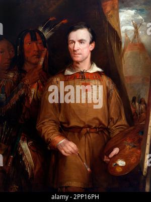 George Catlin. Ritratto del pittore e scrittore americano, George Catlin (1796-1872) di William Fisk (1796-1872), olio su tela, 1849 Foto Stock