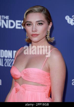 Florence Pugh partecipa al 'The Wonder' UK in prima assoluta durante il BFI London Film Festival 66th al Royal Festival Hall di Londra. Foto Stock