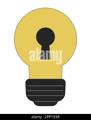 Lampadina con oggetto vettoriale a linea piatta keyhole Illustrazione Vettoriale