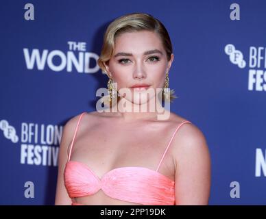 Londra, Regno Unito. 07th Ott 2022. Florence Pugh partecipa al 'The Wonder' UK in prima assoluta durante il BFI London Film Festival 66th al Royal Festival Hall di Londra. (Foto di Fred Duval/SOPA Images/Sipa USA) Credit: Sipa USA/Alamy Live News Foto Stock