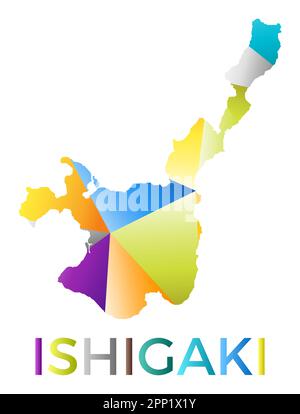 Forma Ishigaki di colore brillante. Logo a isola multicolore in stile geometrico. Design moderno e alla moda. Potente illustrazione vettoriale. Illustrazione Vettoriale