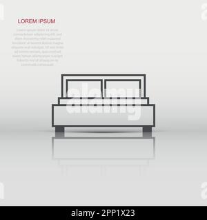 Icona letto vettoriale in stile piatto. Pittogramma dell'illustrazione del segno della camera da letto. Camera business. Illustrazione Vettoriale