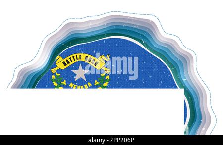 Bandiera del Nevada nella cornice. Distintivo dello stato degli Stati Uniti. Insegna circolare stratificata intorno alla bandiera del Nevada. Incredibile illustrazione vettoriale. Illustrazione Vettoriale