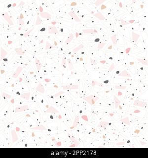 Terrazzo trendy colore pastello vettore senza cuciture motivo. Mosaico di grano, marmo, pietre, rocce fondo per mobili, carta. Illustrazione Vettoriale