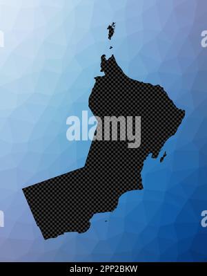 Mappa geometrica Oman. Forma a stencil di Oman in stile poly basso. Illustrazione vettoriale di paese ordinata. Illustrazione Vettoriale