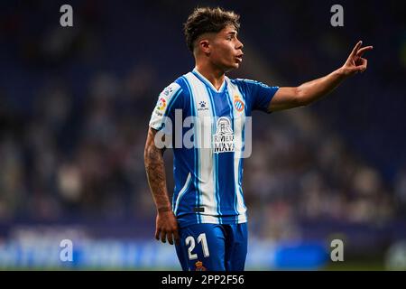 Cornellà de Llobregat, Spagna. 21st Apr 2023. Nicolas Melamed di RCD Espanyol Credit: Saolab/Alamy Live News Foto Stock