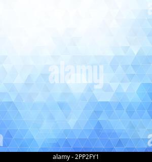 Sfondo astratto composto da molti triangoli bianchi, blu chiaro e blu. Sfondo di forma triangolare geometrica full frame ad alta risoluzione con spazio di copia. Foto Stock
