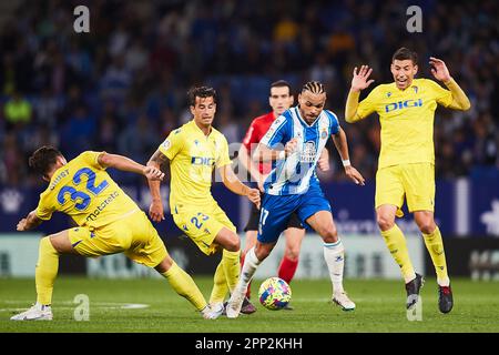 Cornellà de Llobregat, Spagna. 21st Apr 2023. Martin Braithwaite di RCD Espanyol Credit: Saolab/Alamy Live News Foto Stock