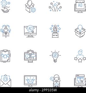 Assorting line Icons Collection. Ordinamento, organizzazione, classificazione, raggruppamento, organizzazione, Categorizzazione, catalogazione vettoriale e illustrazione lineare Illustrazione Vettoriale