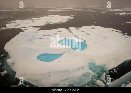 HMCS Margaret Brooke passa attraverso il ghiaccio marino a Baffin Bay, Nunavut, Canada, operazione di cura Nanook 2022. Foto Stock