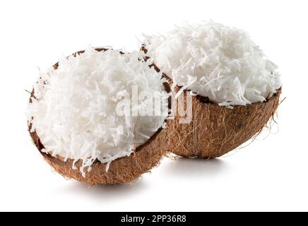 fiocchi di cocco isolati su sfondo bianco. Foto Stock