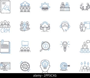 Collezione di icone della linea Executive Council. Governance, leadership, gestione, strategia, processo decisionale, Politica, direttiva vettoriale e lineare Illustrazione Vettoriale