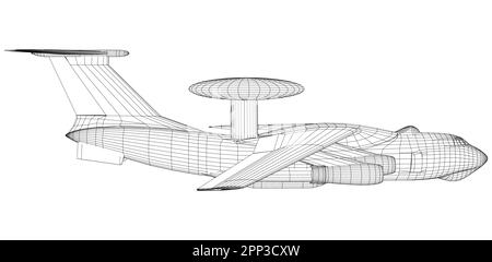 AWACS, Airborne Warning and Control System Aircraft Illustrazione Vettoriale