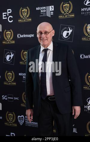 Tolone, Francia. 18th Apr, 2023. Bernard Laporte assiste alla Hall of Fame del Rugby Club Toulonnais (RCT) a Tolone. Il Rugby Club Toulonnais (RCT) presenta la prima Rugby Hall of Fame inducendo otto giocatori durante una serata di gala allo Zenith di Tolone. (Foto di Laurent Coust/SOPA Images/Sipa USA) Credit: Sipa USA/Alamy Live News Foto Stock