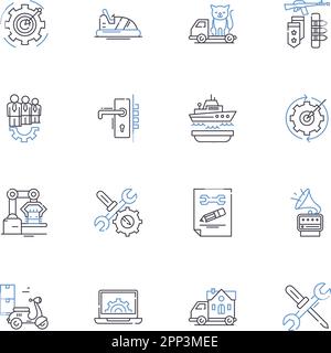 Collezione di icone delle linee di massa. Densità, peso, volume, materia, equilibrio, Inerzia, vettore di gravità e illustrazione lineare. Atom,Molecule,contorno energia Illustrazione Vettoriale