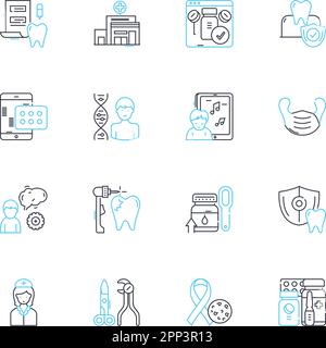Set di icone lineari per medicina di precisione. Personalizzato, genetica, mirato, genomica, termopetica, Biomarcatori, vettore linea diagnosi e segnali concettuali Illustrazione Vettoriale