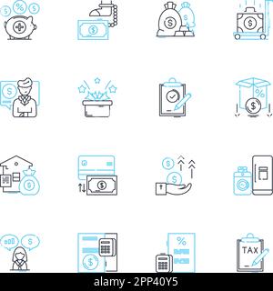 Set di icone lineari Adaptive Process (processo adattivo). Agilità, flessibilità, adattabilità, ottimizzazione, efficienza, Ininterrottamente, linee di miglioramento e segnali concettuali Illustrazione Vettoriale