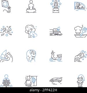 Collezione di icone della linea delle norme sociali. Conformità, ribellione, tradizione, Etiquette, Dogana, Obbedienza, vettore di deviazione e illustrazione lineare Illustrazione Vettoriale