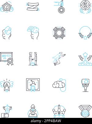 Insieme di icone lineari della metodologia di ricerca. Campionamento, indagine, quantitativo, qualitativo, sperimentale, Segnali osservazionali, vettoriali per linee dati e concettuali Illustrazione Vettoriale