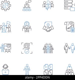 Collezione di icone della linea di investimento principale. Capitale, finanziamento, investimenti, portafoglio, capitale, Illustrazione di asset, Fund Vector e lineare. Restituzione, rischio Illustrazione Vettoriale