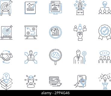 Visualizzazione di una raccolta di icone di linea futura. Immaginazione, potenziale, innovazione, progresso, pensiero futuro, Sognare, aspirazioni vettoriali e lineari Illustrazione Vettoriale