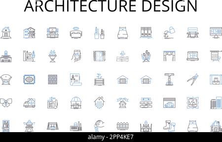 Architettura design linea icone raccolta. Giardinaggio, vegetali, raccolto, macchia, Comunità, Sostenibilità, compost vettoriale e illustrazione lineare Illustrazione Vettoriale