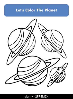 La pagina Planet Coloring Book in Letter dimensione pagina Bambini Coloring Worksheet Premium Vector Element Illustrazione Vettoriale
