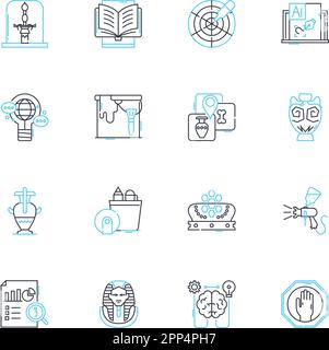 Insieme di icone lineari di raccolta. Assortimento, array, selezione, compilazione, set, Raggruppamento, vettore di linee di trove e segni concettuali. Collage, agglomerazione Illustrazione Vettoriale