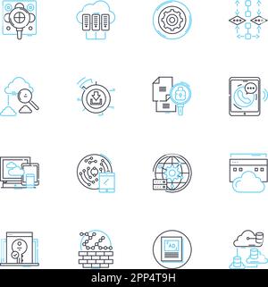 Icone lineari di probabilità cloud impostate. Probabilità, previsione, possibilità, probabilità, incertezza, Rischio, vettore di linea di probabilità e segnali concettuali Illustrazione Vettoriale