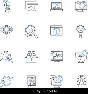 Tieni traccia della raccolta di icone della linea inferiore. Inseguimento, indagare, seguire, cercare, tracciare, Caccia, individua illustrazione vettoriale e lineare. Trova,traccia,scopri Illustrazione Vettoriale