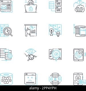 Set completo di icone lineari numeriche. Matematica, Statistica, analisi, dati, Figure, Cifre, vettore di linea di quantificazione e segnali concettuali Illustrazione Vettoriale