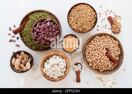 Vista dall'alto concetto di disposizione dei fagioli Foto Stock