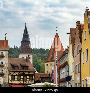 Edifici storici a Berching (Baviera) (Germania) Foto Stock