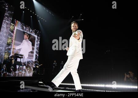 Glasgow, Regno Unito. 21st Apr, 2023. Olly Murs si esibisce all'OVO Hydro di Glasgow in occasione del suo tour Marry Me 2023 del 21st aprile Credit: Glasgow Green at Winter Time/Alamy Live News Foto Stock