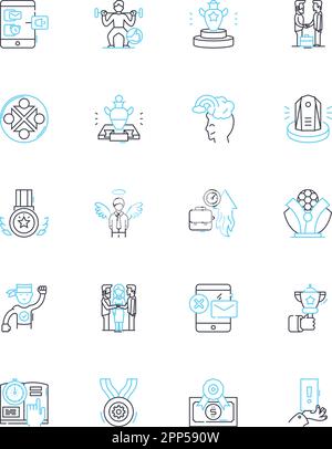 Carriera Counseling icone lineari set. Guida, percorso, sviluppo, pianificazione, successo, Abilità, vettore di linea di obiettivi e segnali concettuali. Consulenza,esplorazione Illustrazione Vettoriale