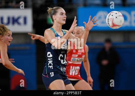 22nd aprile 2023; Ken Rosewall Arena, Sydney, NSW, Australia: Suncorp Super Netball , New South Wales Swifts contro Melbourne Vixens; Foto Stock