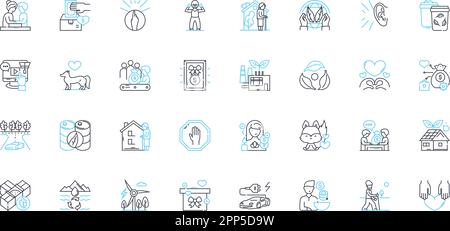 Set di icone lineari per la gestione della conservazione. Sostenibilità, conservazione, Restauro, biodiversità, Habitat, Ecologia, vettore di linea e concetto della fauna selvatica Illustrazione Vettoriale