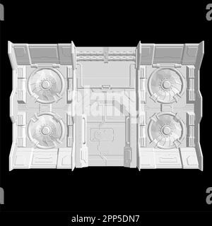 Vettore porta Bunker Armour. Illustrazione isolata su sfondo nero. Illustrazione vettoriale di una porta d'armatura. Illustrazione Vettoriale