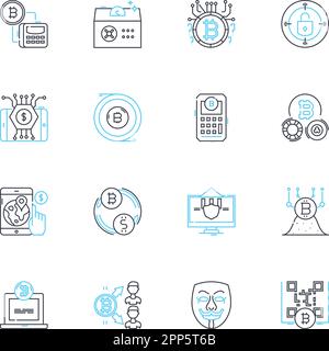 Set di icone lineari per misure artificiali. Robotica, algoritmi, automazione, apprendimento automatico, cyborg, Neural Nerks, DRS vettore di linea e segnali concettuali Illustrazione Vettoriale