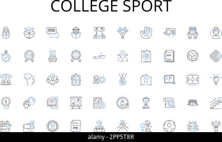 Collezione di icone della linea di sport dell'università. E-commerce, Shopping, Retail, mercati, digitale, Piattaforma, vettore di transazione e illustrazione lineare. Cellulare Illustrazione Vettoriale