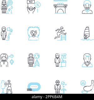 Set di icone lineari per il mentoring della carriera. Guida, sviluppo, istruendo, miglioramento, progresso, Segni di avanzamento, vettore di linea di direzione e di concetto Illustrazione Vettoriale