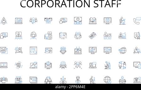 Collezione di icone della linea del personale dell'azienda. Governance, autorità, leadership, gestione, supervisione, Direzione, vettore di supervisione e lineare Illustrazione Vettoriale