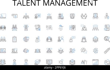Collezione di icone della linea di gestione dei talenti. Nerking, connessioni, collaborazione, partnership, alleanze, Comunicazione, interazione vettoriale e lineare Illustrazione Vettoriale