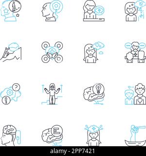 Insieme di icone lineari per l'integrità fisica. Fitness, benessere, Salute, agilità, forza, Flessibilità, vettore di linea di resistenza e segnali concettuali. Mobilità Illustrazione Vettoriale