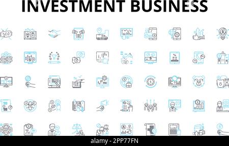Set di icone lineari per le attività di investimento. Portafoglio, diversificazione, azioni, obbligazioni, rendimento, Rischio, simboli vettoriali delle risorse e segnali di concetto delle linee. Ricchezza Illustrazione Vettoriale